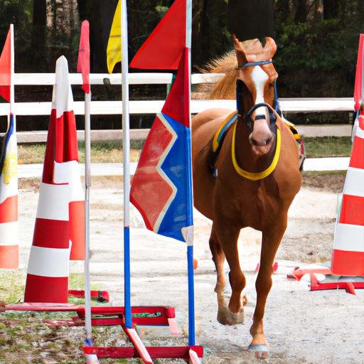 Horse training flags can be utilized to create challenging and engaging obstacle courses for horses.