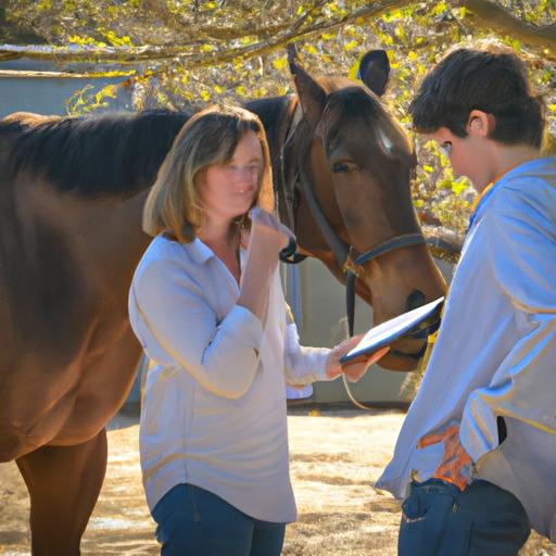 A horse trainer and client engaged in a productive conversation about the independent contractor agreement
