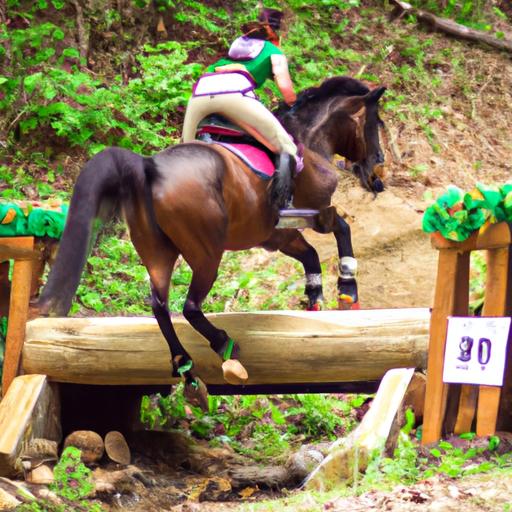Precision and teamwork between rider and horse showcased at the mountain trail horse competition.