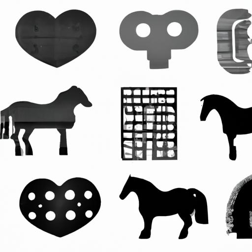 A collection of horse grooming stencils featuring a wide range of patterns and shapes.
