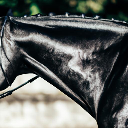 A black star sport horse exuding power and elegance with its glossy black coat glistening in the sunlight.