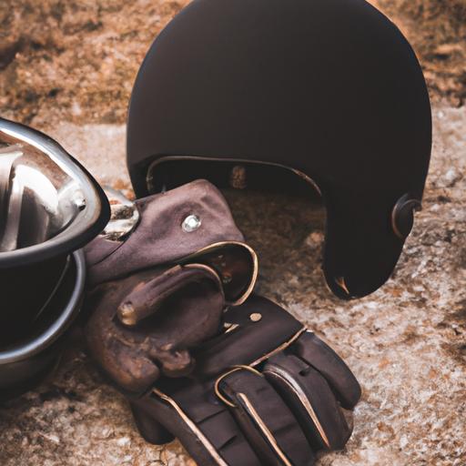 The essential horse trail riding gear, featuring a riding helmet, boots, and gloves, ensuring safety and comfort for riders.