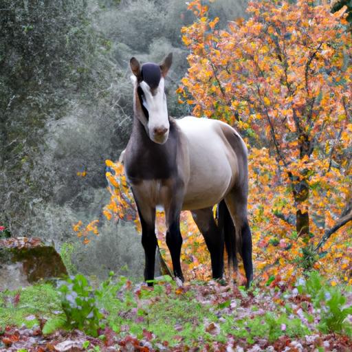 A majestic Etruscan horse breed galloping through a picturesque landscape