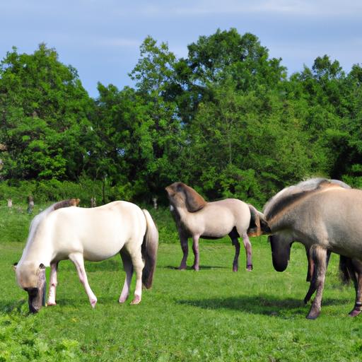 Gotland Ponies enjoying their time together in a lush green pasture.