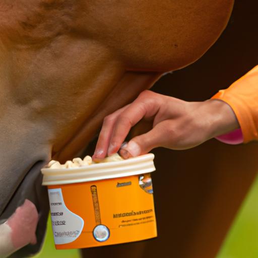 A horse enjoying a balanced meal with concentrates and supplements