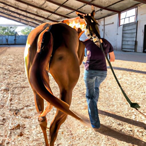 A trainer guides a majestic horse through a series of exercises at my Texas ranch horse training center.