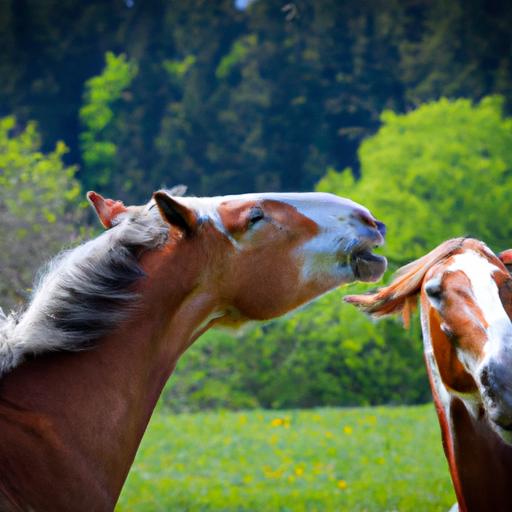 A horse displaying signs of pushy behavior such as invading personal space