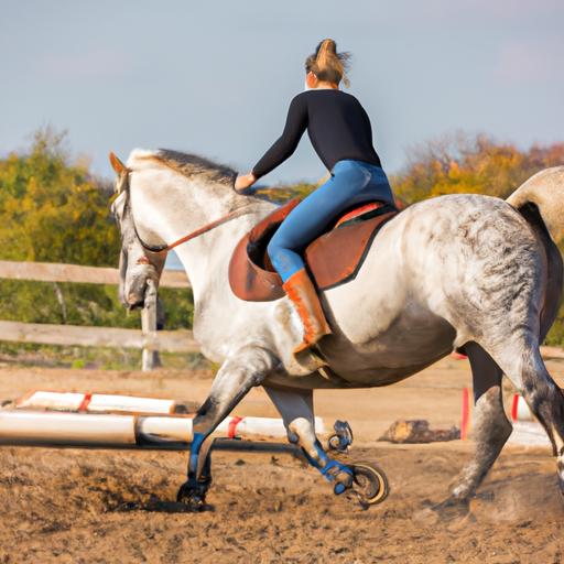 A horse trainer building trust with a horse by gradually pushing its boundaries in training