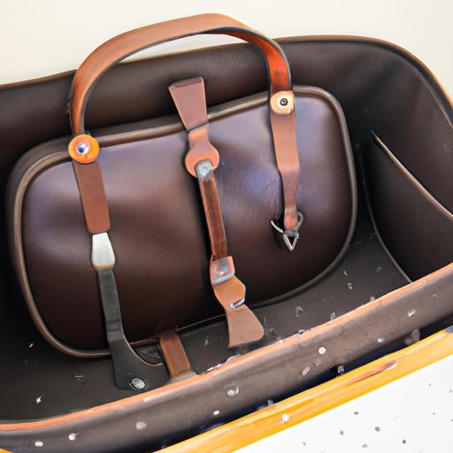A leather grooming bag with multiple compartments providing ample space to store various grooming tools