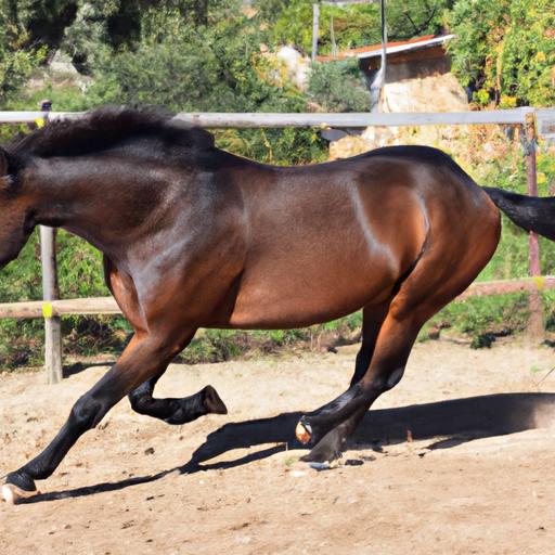 A horse displaying its graceful gallop during training.