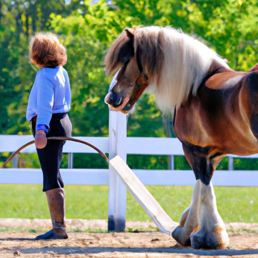 A trainer establishing boundaries and teaching respect to a pushy horse