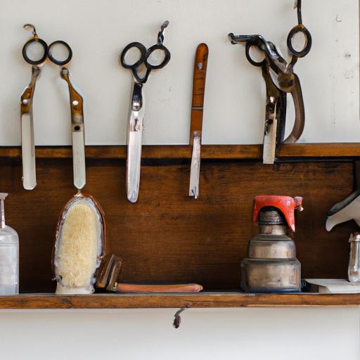 Essential grooming tools hanging in the stable, ready to be used.