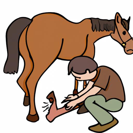 A veterinarian carefully examining a horse's leg to diagnose cellulitis.