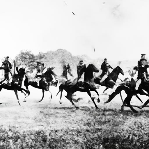Fearless soldiers of the 5th Light Horse Regiment charging into battle on horseback.