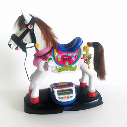 A child engaged in imaginative play with a VTech riding horse.