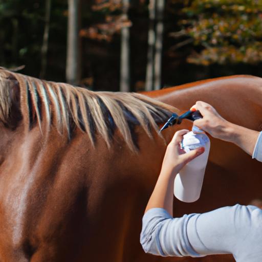 A horse's mane receives a nourishing treatment, promoting strength and lustrous shine.