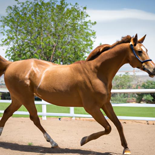Admire the impeccable physique and fluid motion of a Morning Star Sport Horse in action.