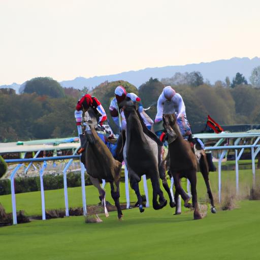 Intense competition during a race at Wolverhampton Racecourse