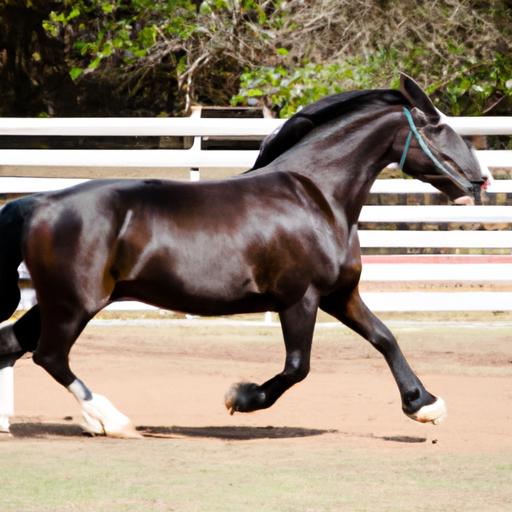 Marvel at the impressive athleticism of a Morgan horse as it executes a graceful high-stepping trot.