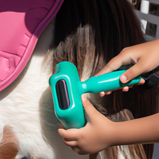 The joy of grooming: A child carefully tending to their horse's mane with a specialized kit