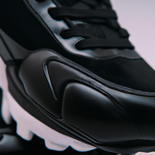 Durable and comfortable black horse sport shoes up close.