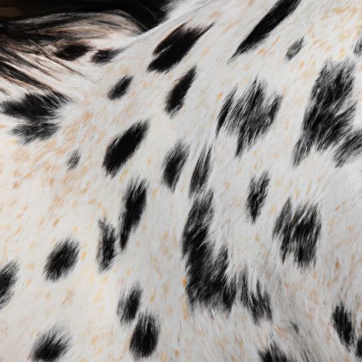The striking coat pattern of a Danish Knabstrupper, a breed known for its distinctive spots.