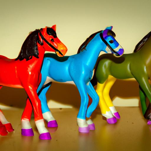 Colorful horse story toys arranged in a playful display, inviting little minds to explore.