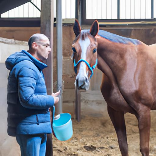 A horse owner attentively checking their horse's vital signs to ensure optimal health.