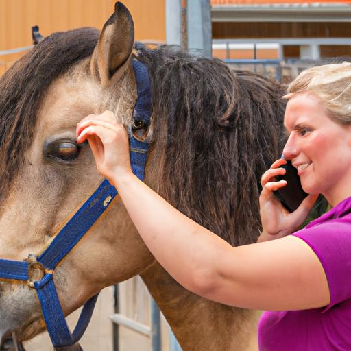 Expert veterinarian conducting a health check-up on a horse at an international horse care center.