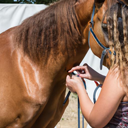 A female horse groom showcasing her braiding skills, giving a horse's mane a sophisticated look.