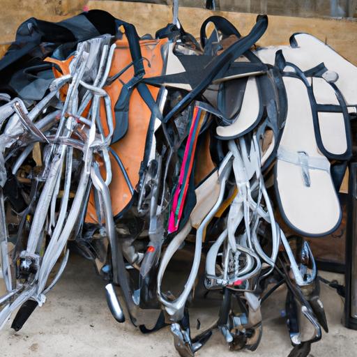 A diverse selection of equestrian equipment awaits buyers at a UK auction.