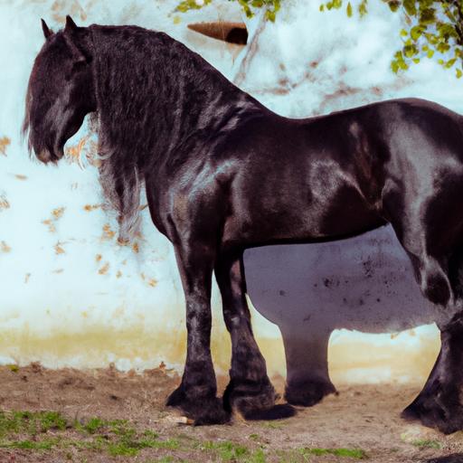 The striking beauty of a Friesian horse captured in this remarkable moment.