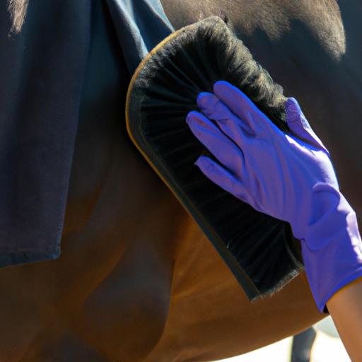 Experience the benefits of horse grooming gloves for a thorough and gentle grooming session.