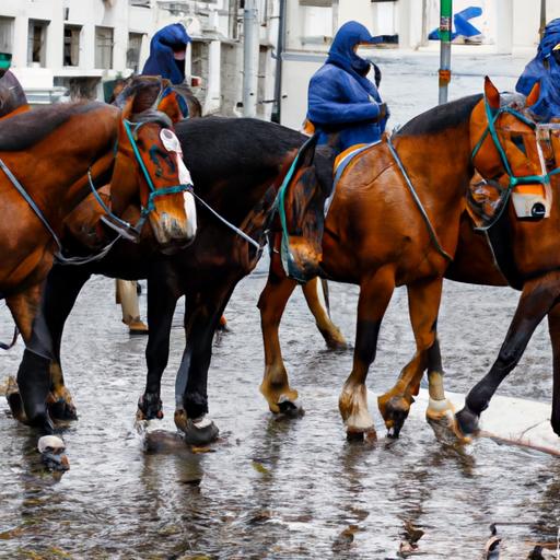 The united front of police horses from various breeds ensuring safety in the city
