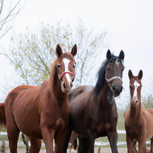 A captivating sight of Polish horse breeds standing together, exuding elegance and displaying their regal nature.