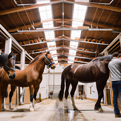 A team of horse care professionals ensuring the well-being of the horses in their care.