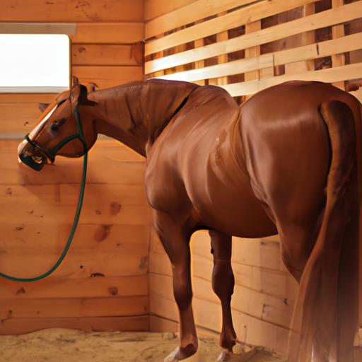 A horse displaying cribbing behavior in a stable, showcasing the impact of confinement on cribbing.