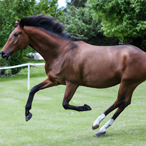 A spirited horse happily galloping in an open field, enjoying its daily exercise routine.