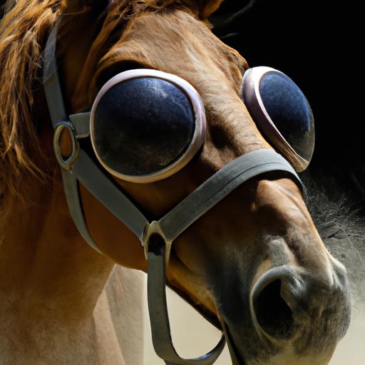 Protective gear, like goggles, shields horses' eyes from dust and irritants, preserving their vision.