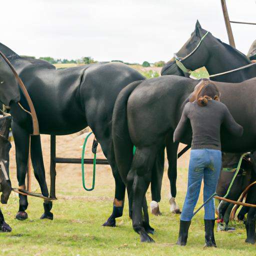 Passionate horse grooms ensuring the horses are competition-ready in Europe.