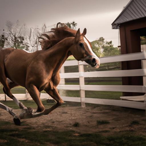 A spirited horse exhibiting bolting tendencies due to its temperament.
