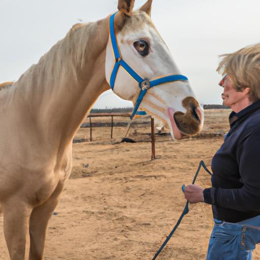 A horse and its trainer working together to establish trust and effective communication in Kansas.