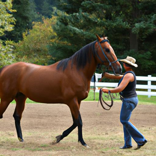 A skilled horse trainer employing positive reinforcement techniques to shape equine behavior.