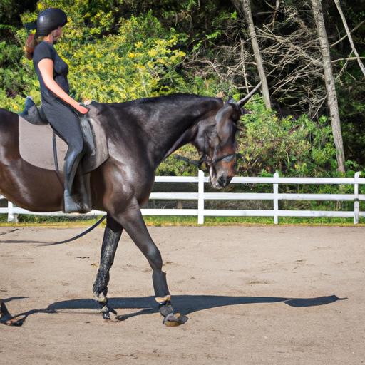 The horse and its trainer perfecting their dressage moves with precision.