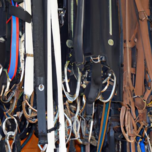 An assortment of horse training reins available for riders to choose from.