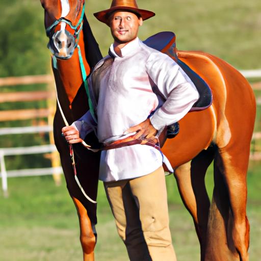 Gerald Bennett, a highly skilled horse trainer, working closely with his equine student.