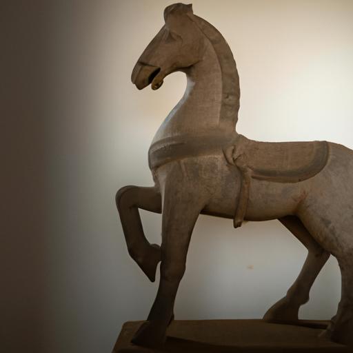 An intricately carved horse sculpture reflecting the importance of horses in Indian art.