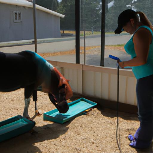 Creating a safe and comfortable environment for the mini horse's grooming session.