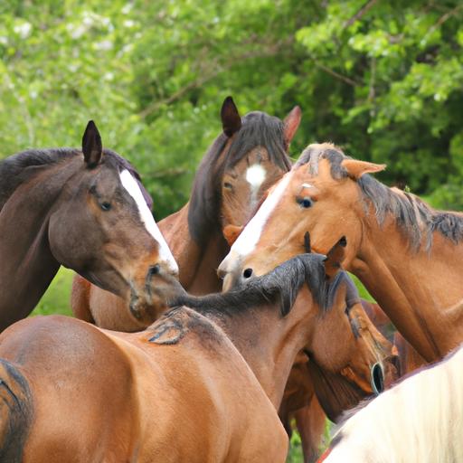 Horses playfully nipping at each other's necks as a form of social interaction.