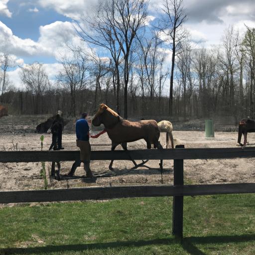 A professional horse trainer guiding a horse through training exercises in Kalamazoo